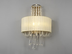 Freida French Gold-Ivory Cream Crystal Wall Lights Diyas Shaded Wall Lights